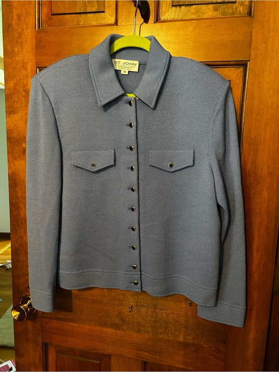 St. John Jackets & Blazers - St. John Blue Button-Front Knit Jacket